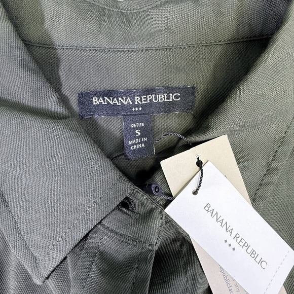 Banana Republic Women's Olive Green Long Sleeve Button Up Utility Shirt NWT Sz S - Picture 5 of 11